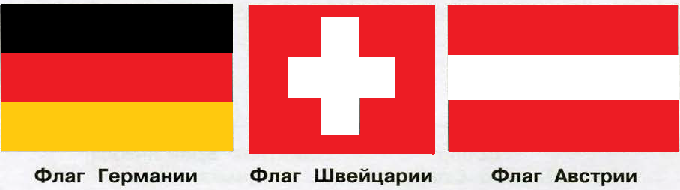 Флаги Австрии, Германии, Швейцарии